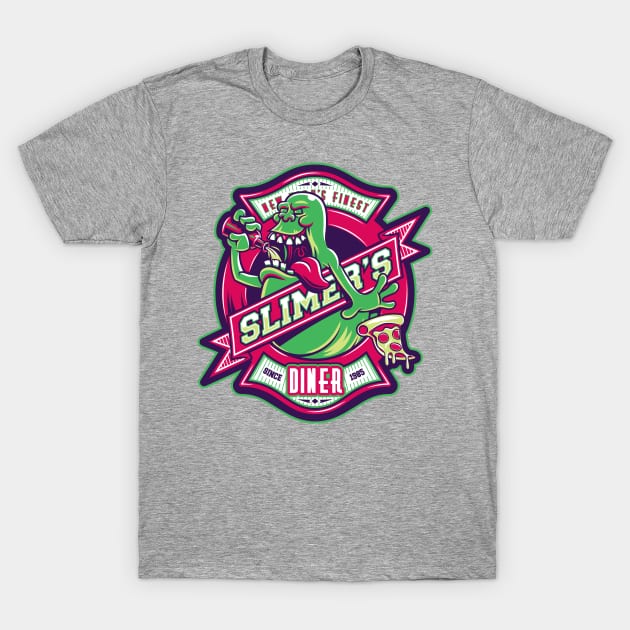 Slimer's Diner - Ghostbusters Pizza T-Shirt by Nemons